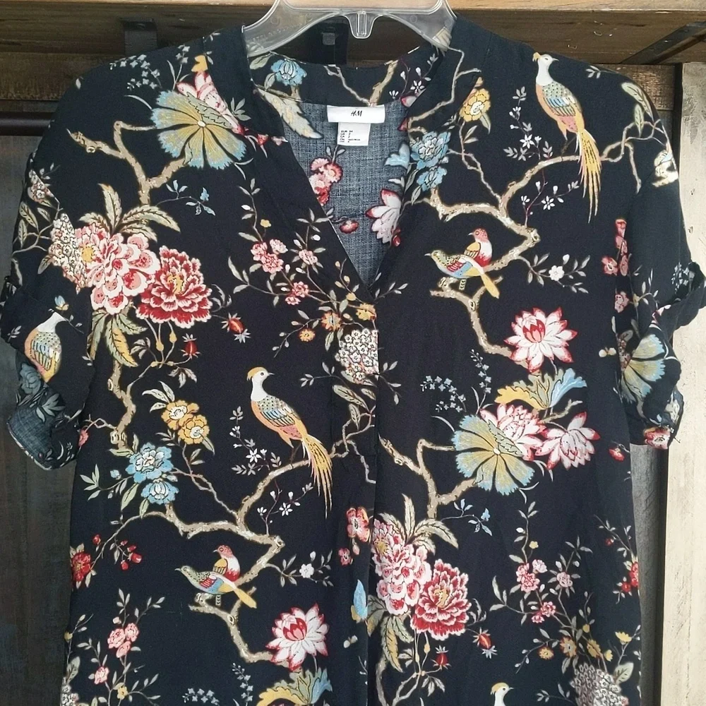 GP&J Baker X H&M Floral & Bird Tunic Dress Cottage Whimsy Garden - Women's 2 - Picture 2 of 6